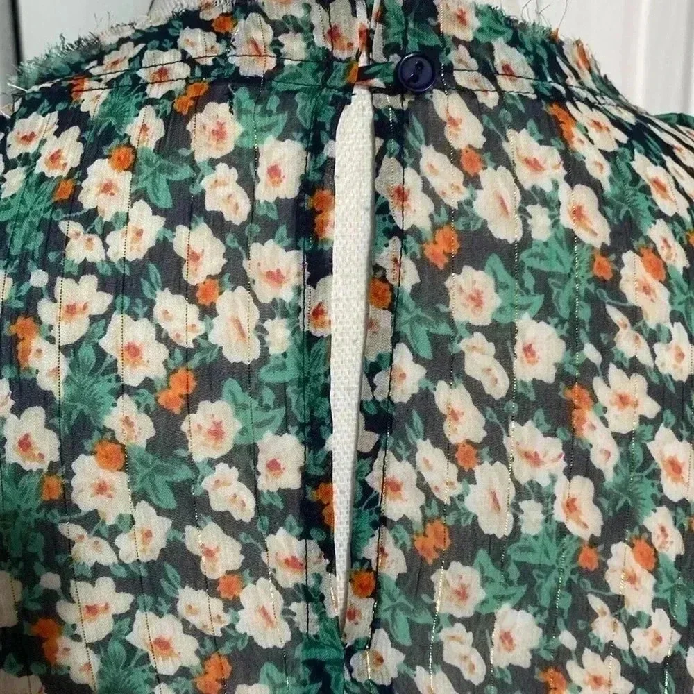 NWT Urban Outfitters sheer navy & green floral peplum top shirt blouse.